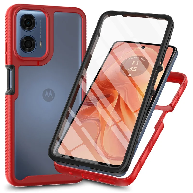For Motorola Moto G35 5G Case PC+TPU Phone Clear Back Cover with PET Screen Film - Black-Cellmalls