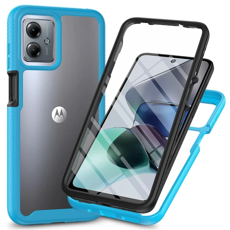 For Motorola Moto G14 4G Phone Case PC+TPU Protective Cover with Screen Protector - Black-Cellmalls