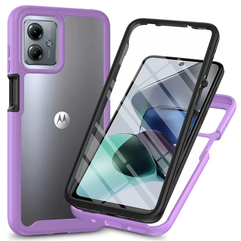 For Motorola Moto G14 4G Phone Case PC+TPU Protective Cover with Screen Protector - Black-Cellmalls
