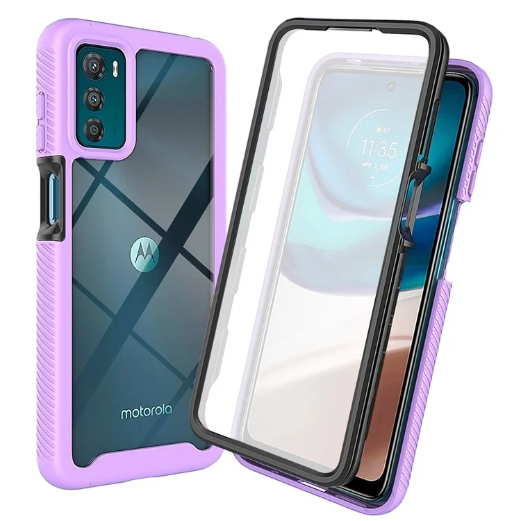 For Motorola Moto G42 4G PET Screen Protector Shockproof Phone Case Anti-scratch Hybrid PC + TPU Cover - Black-Cellmalls
