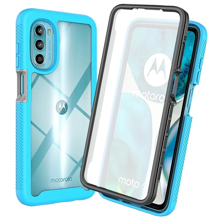 PC + TPU Hybrid Case for Motorola Moto G52 4G / G82 5G, 3-in-1 Anti-scratch Drop-proof Cell Phone Shell with PET Screen Protector - Black-Cellmalls