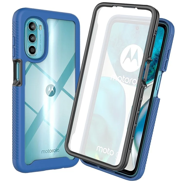 PC + TPU Hybrid Case for Motorola Moto G52 4G / G82 5G, 3-in-1 Anti-scratch Drop-proof Cell Phone Shell with PET Screen Protector - Black-Cellmalls