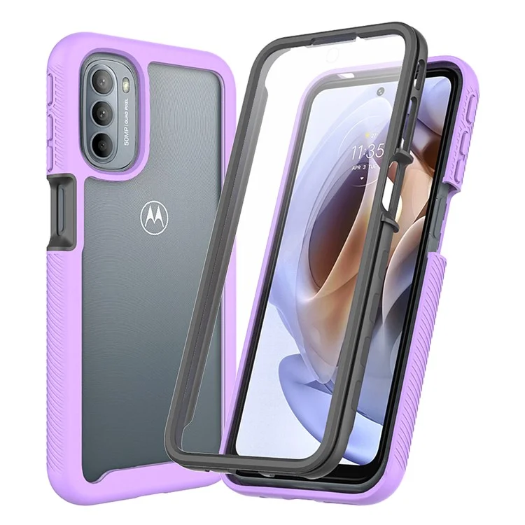 For Motorola Moto G31/G41 Hard PC + Soft TPU All-round Phone Case with PET Screen Protector - Black-Cellmalls