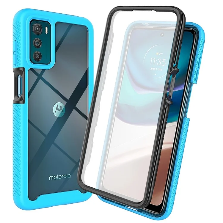 For Motorola Moto G42 4G PET Screen Protector Shockproof Phone Case Anti-scratch Hybrid PC + TPU Cover - Black-Cellmalls