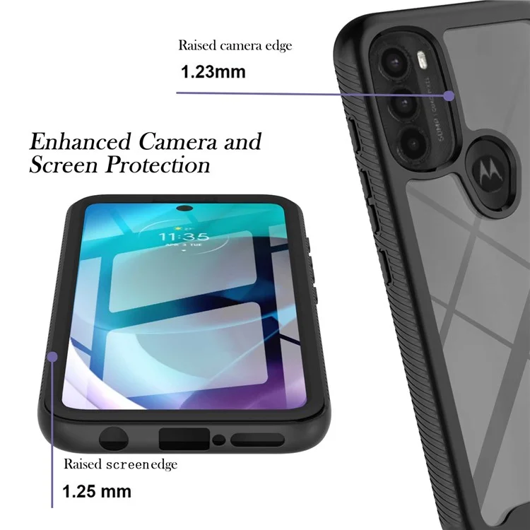 YB PC Series-6 for Motorola Moto G71 5G Full Protection Anti-fall Detachable Built-in PET Screen Protector Phone Case TPU+PC Cover - Black-Cellmalls