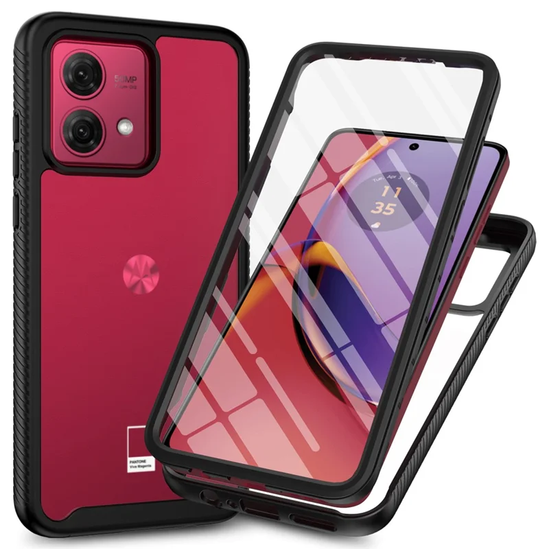 For Motorola Moto G84 5G Phone Case Protective Cover with PET Screen Protector - Black-Cellmalls