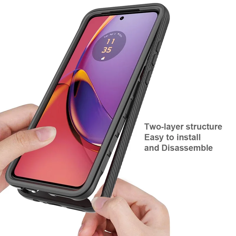 For Motorola Moto G84 5G Phone Case Protective Cover with PET Screen Protector - Black-Cellmalls