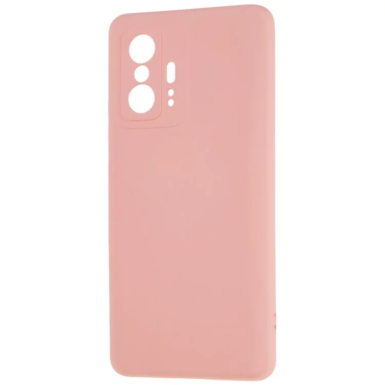 For Xiaomi 11T 5G / 11T Pro 5G Solid Color Liquid Silicone Texture Phone Cover 2.0mm Thick Arc Edge TPU Anti-scratch Case - Pink-Cellmalls