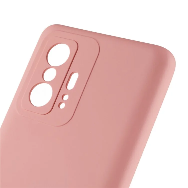 For Xiaomi 11T 5G / 11T Pro 5G Solid Color Liquid Silicone Texture Phone Cover 2.0mm Thick Arc Edge TPU Anti-scratch Case - Pink-Cellmalls