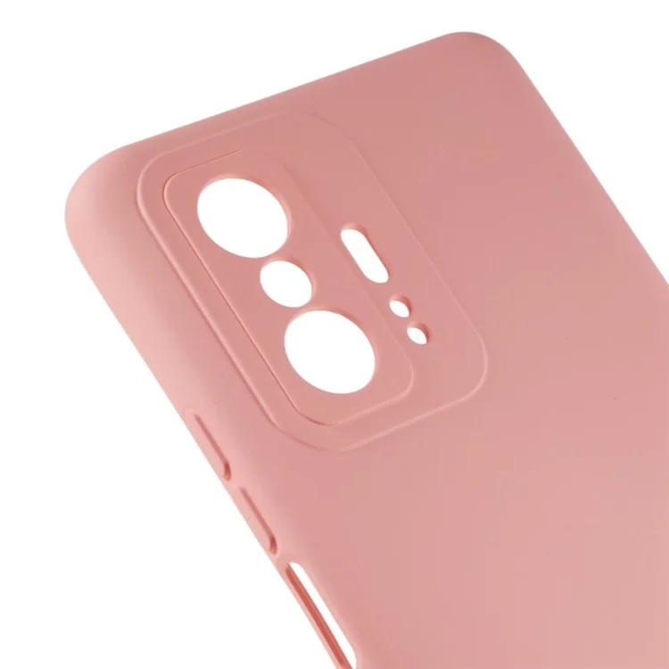 For Xiaomi 11T 5G / 11T Pro 5G Solid Color Liquid Silicone Texture Phone Cover 2.0mm Thick Arc Edge TPU Anti-scratch Case - Pink-Cellmalls