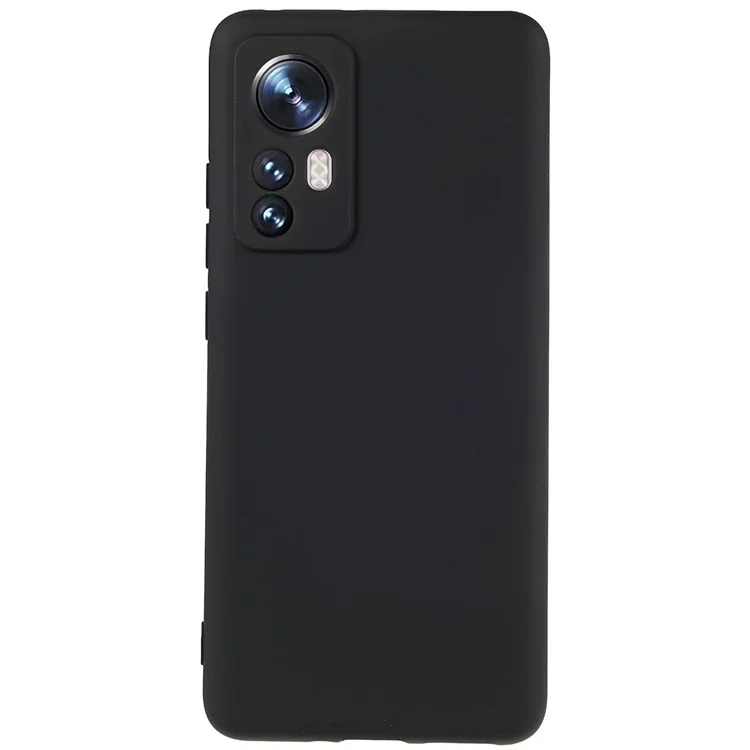 For Xiaomi 12 5G / 12X 5G / 12S 5G Soft TPU Liquid Silicone Texture Phone Case 2.0mm Thick Arc Edge Anti-Scratch Cover - Black-Cellmalls