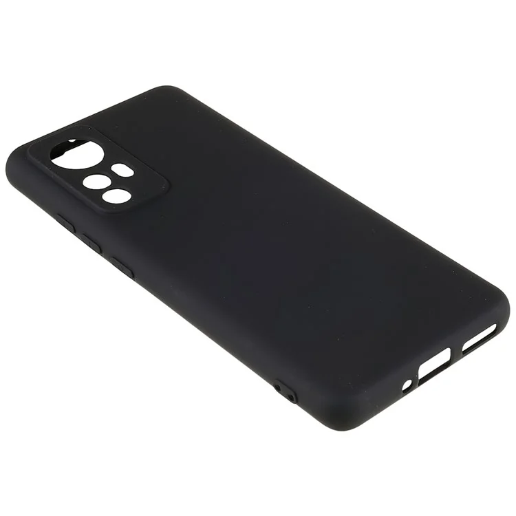 For Xiaomi 12 5G / 12X 5G / 12S 5G Soft TPU Liquid Silicone Texture Phone Case 2.0mm Thick Arc Edge Anti-Scratch Cover - Black-Cellmalls