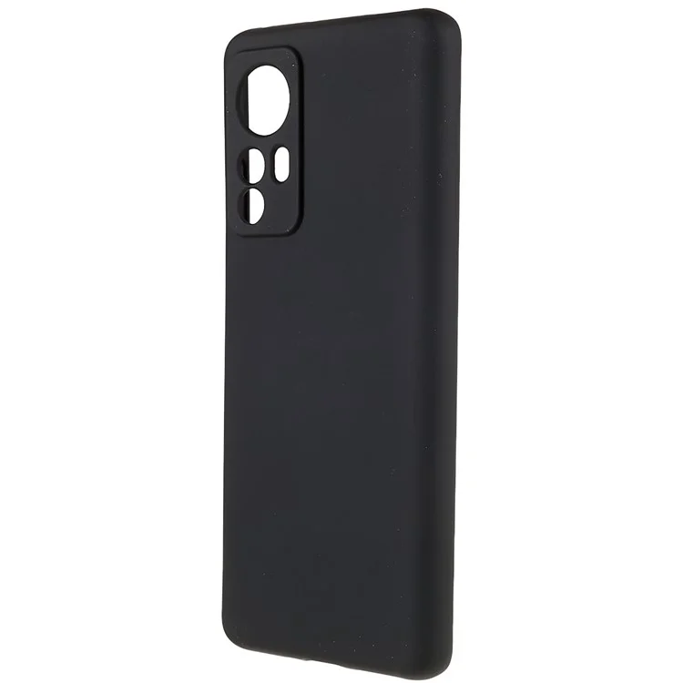 For Xiaomi 12 5G / 12X 5G / 12S 5G Soft TPU Liquid Silicone Texture Phone Case 2.0mm Thick Arc Edge Anti-Scratch Cover - Black-Cellmalls