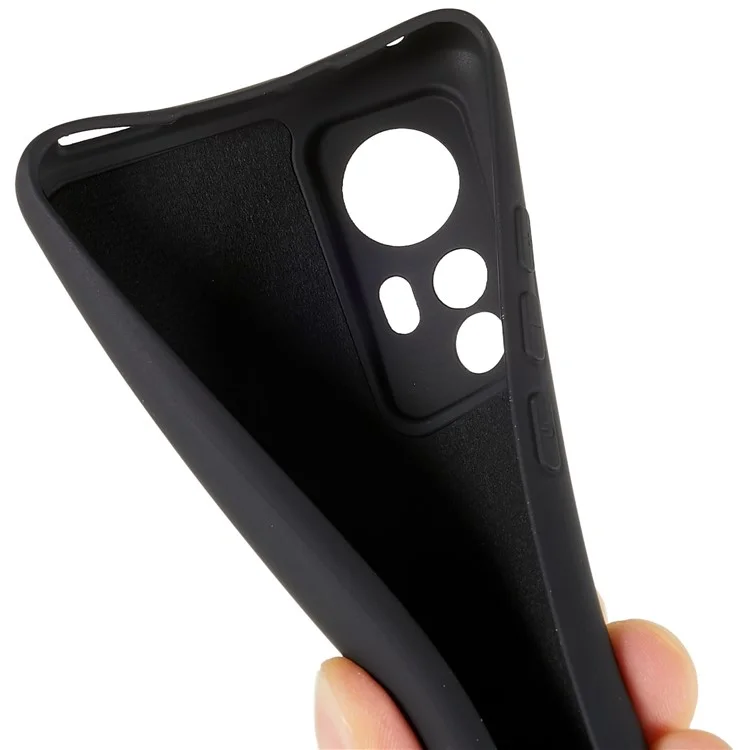 For Xiaomi 12 5G / 12X 5G / 12S 5G Soft TPU Liquid Silicone Texture Phone Case 2.0mm Thick Arc Edge Anti-Scratch Cover - Black-Cellmalls