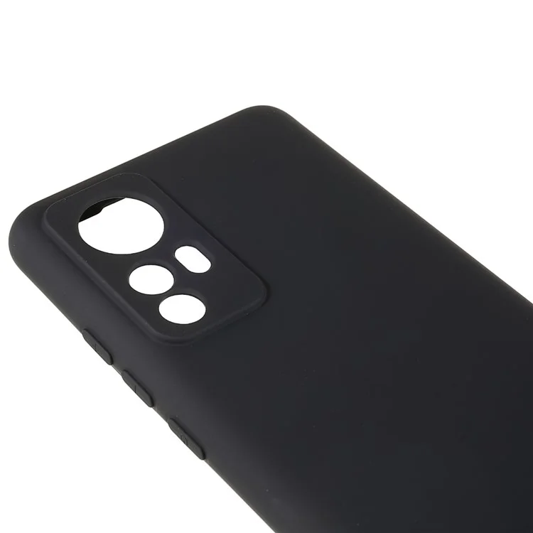 For Xiaomi 12 5G / 12X 5G / 12S 5G Soft TPU Liquid Silicone Texture Phone Case 2.0mm Thick Arc Edge Anti-Scratch Cover - Black-Cellmalls