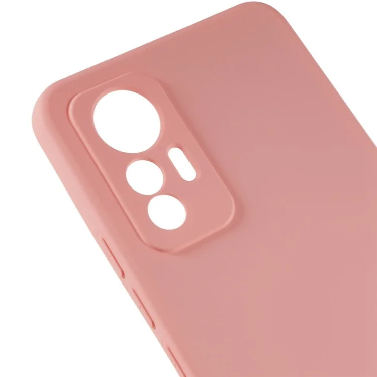 For Xiaomi 12 Lite 5G Arc Edge TPU Back Case 2.0mm Thick Liquid Silicone Texture Protective Cover - Pink-Cellmalls
