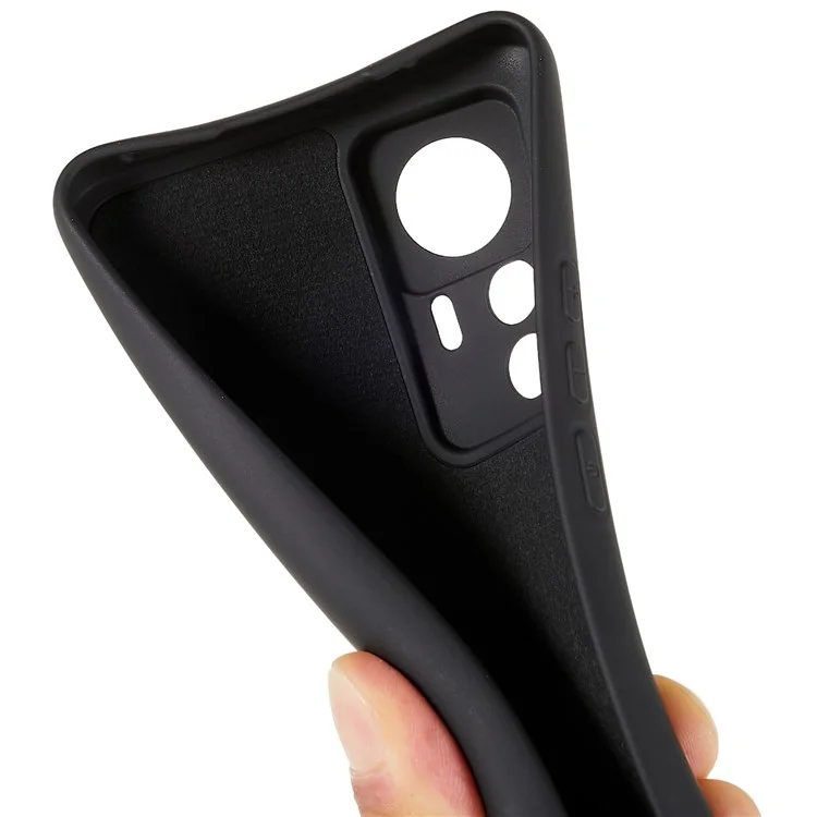 For Xiaomi 12T 5G / Redmi K50 Ultra 5G Soft TPU Arc Edge 2.0mm Thick Protective Cover Liquid Silicone Texture Camera Protection Phone Case - Black-Cellmalls