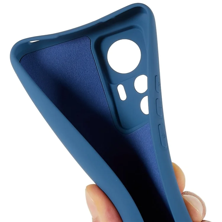 For Xiaomi 12T Pro 5G Soft TPU Anti-Fingerprint Phone Case Liquid Silicone Texture 2.0mm Thick Arc Edge Shock Absorption Protective Cover - Blue-Cellmalls