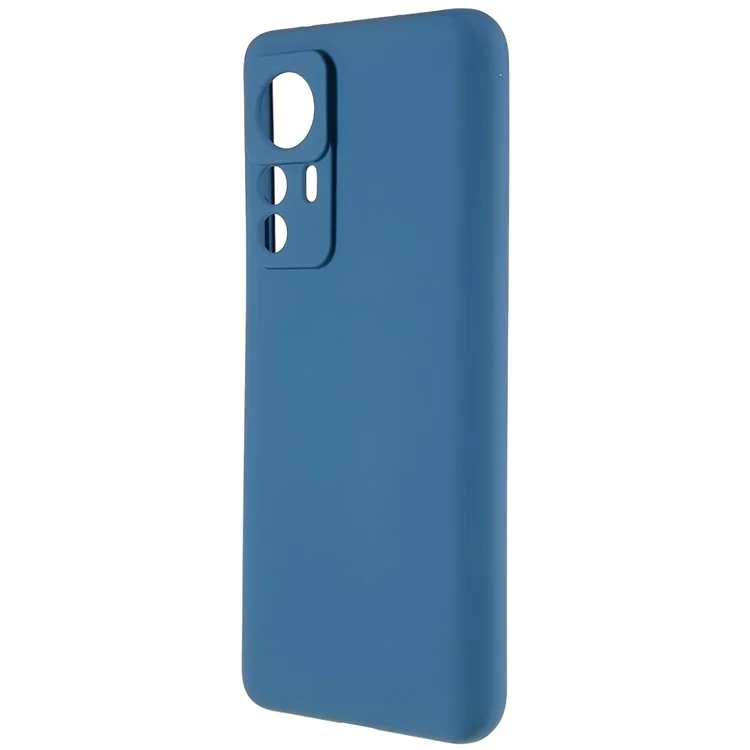 For Xiaomi 12T Pro 5G Soft TPU Anti-Fingerprint Phone Case Liquid Silicone Texture 2.0mm Thick Arc Edge Shock Absorption Protective Cover - Blue-Cellmalls