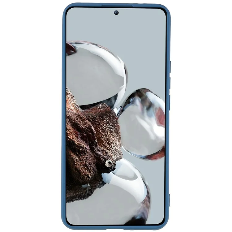 For Xiaomi 12T Pro 5G Soft TPU Anti-Fingerprint Phone Case Liquid Silicone Texture 2.0mm Thick Arc Edge Shock Absorption Protective Cover - Blue-Cellmalls