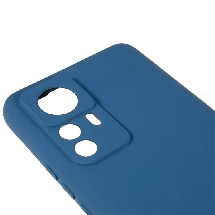 For Xiaomi 12T Pro 5G Soft TPU Anti-Fingerprint Phone Case Liquid Silicone Texture 2.0mm Thick Arc Edge Shock Absorption Protective Cover - Blue-Cellmalls