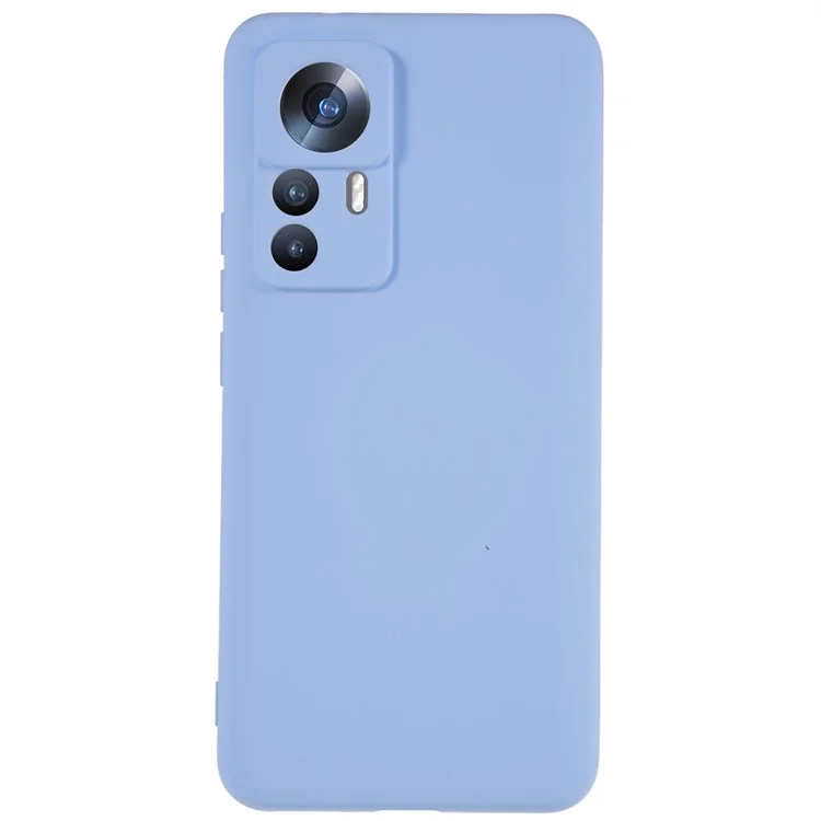 For Xiaomi 12T Pro 5G Soft TPU Anti-Fingerprint Phone Case Liquid Silicone Texture 2.0mm Thick Arc Edge Shock Absorption Protective Cover - Blue-Cellmalls