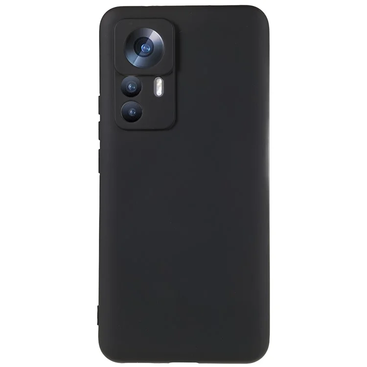 For Xiaomi 12T Pro 5G Soft TPU Anti-Fingerprint Phone Case Liquid Silicone Texture 2.0mm Thick Arc Edge Shock Absorption Protective Cover - Blue-Cellmalls