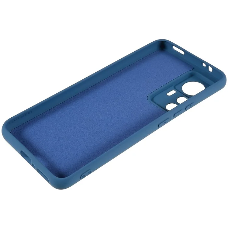 For Xiaomi 12T Pro 5G Soft TPU Anti-Fingerprint Phone Case Liquid Silicone Texture 2.0mm Thick Arc Edge Shock Absorption Protective Cover - Blue-Cellmalls