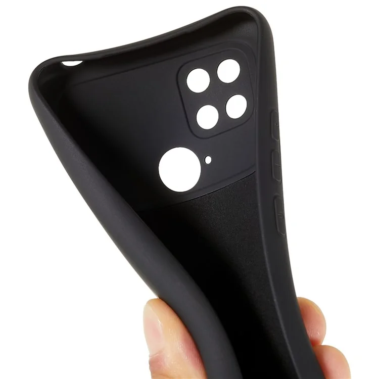 For Xiaomi Poco C40 4G Liquid Silicone Texture Phone Case 2.0mm Thick TPU Arc Edge Shock Absorption Cover - Black-Cellmalls