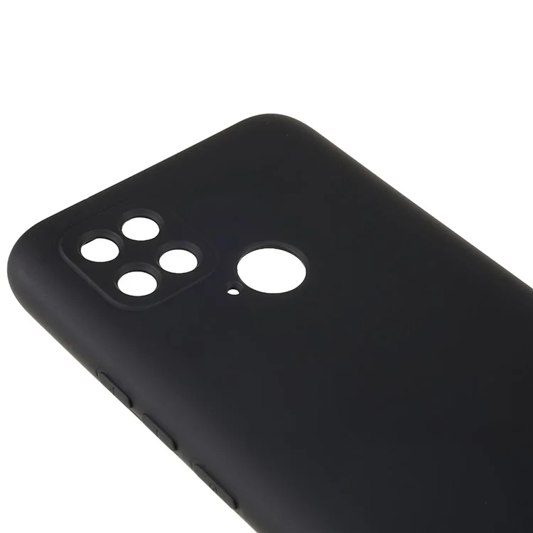 For Xiaomi Poco C40 4G Liquid Silicone Texture Phone Case 2.0mm Thick TPU Arc Edge Shock Absorption Cover - Black-Cellmalls