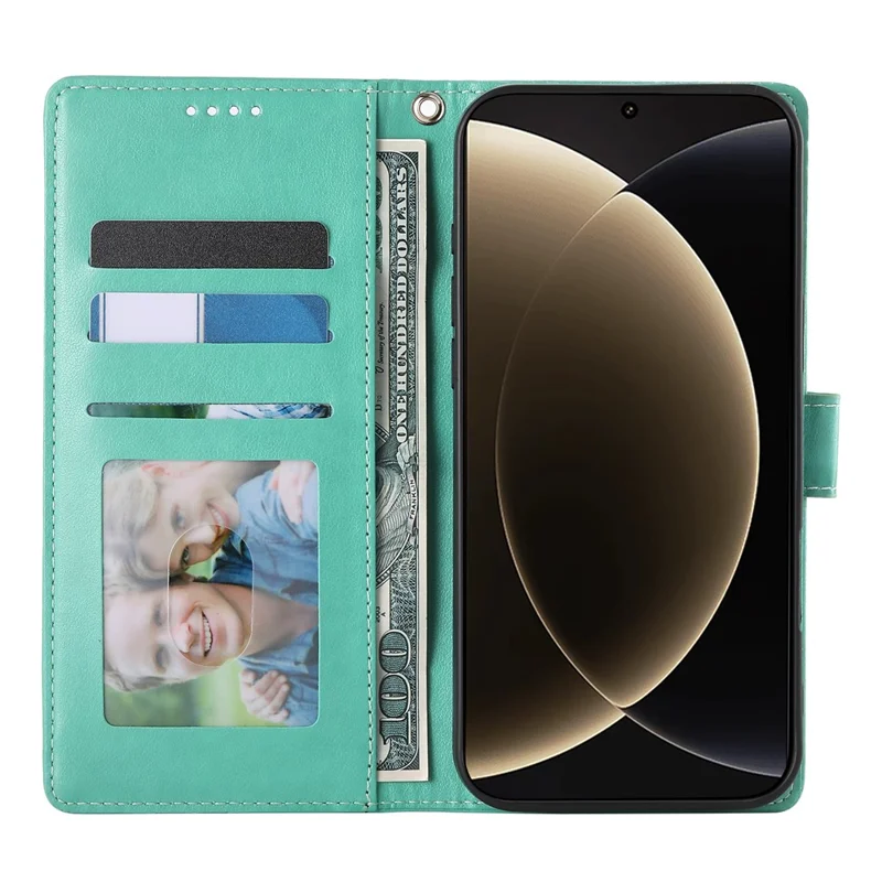 For Xiaomi 14T Pro Wallet Case Butterfly Floral Imprint PU Leather Phone Cover with Wrist Strap - Green-Cellmalls