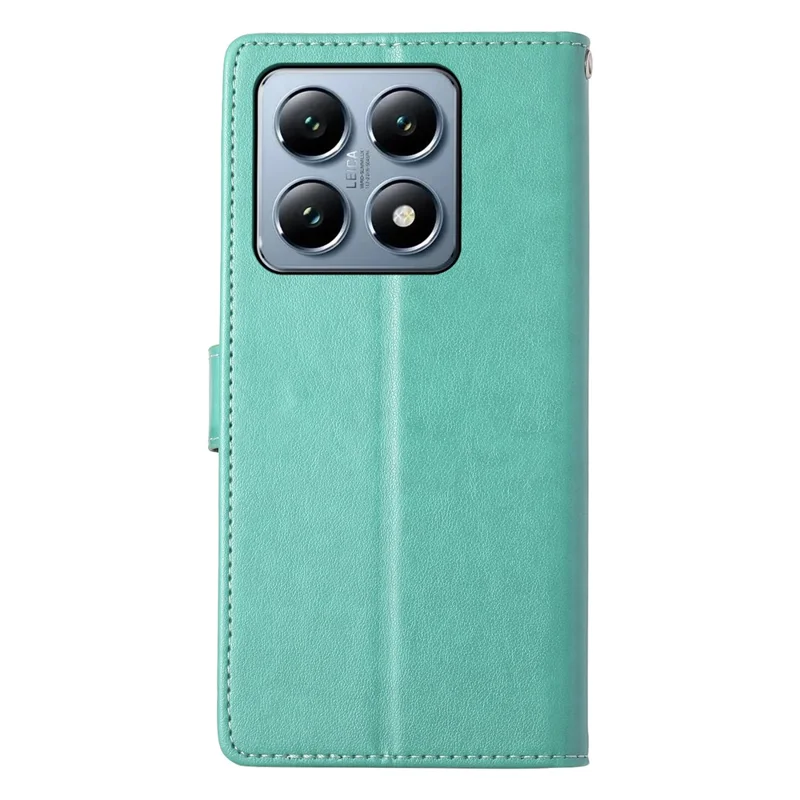 For Xiaomi 14T Pro Wallet Case Butterfly Floral Imprint PU Leather Phone Cover with Wrist Strap - Green-Cellmalls
