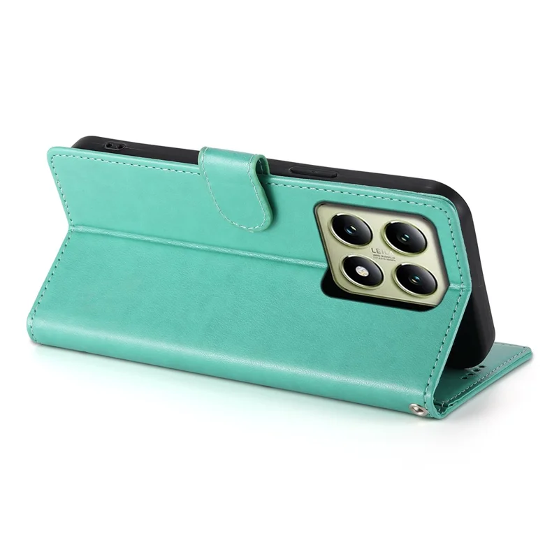 For Xiaomi 14T Wallet Case Butterfly Floral Imprint PU Leather Phone Cover with Wrist Strap - Green-Cellmalls