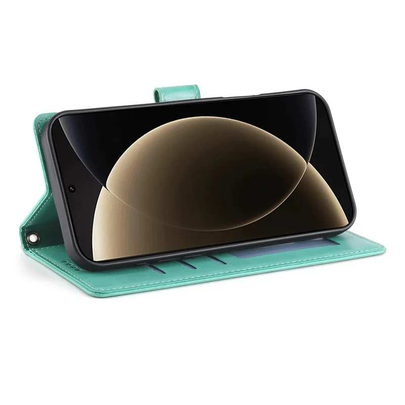 For Xiaomi 15 Pro Wallet Case Butterfly Floral Imprint PU Leather Phone Cover with Wrist Strap - Green-Cellmalls