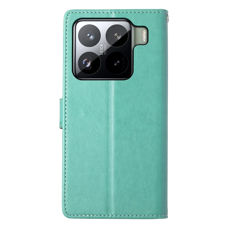 For Xiaomi 15 Pro Wallet Case Butterfly Floral Imprint PU Leather Phone Cover with Wrist Strap - Green-Cellmalls