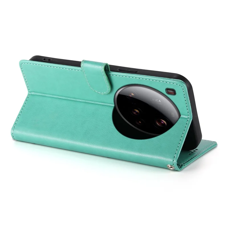 For Xiaomi 15 Ultra Wallet Case Butterfly Floral Imprint PU Leather Phone Cover with Wrist Strap - Green-Cellmalls