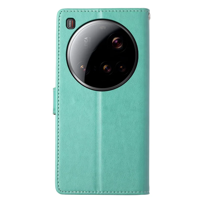 For Xiaomi 15 Ultra Wallet Case Butterfly Floral Imprint PU Leather Phone Cover with Wrist Strap - Green-Cellmalls