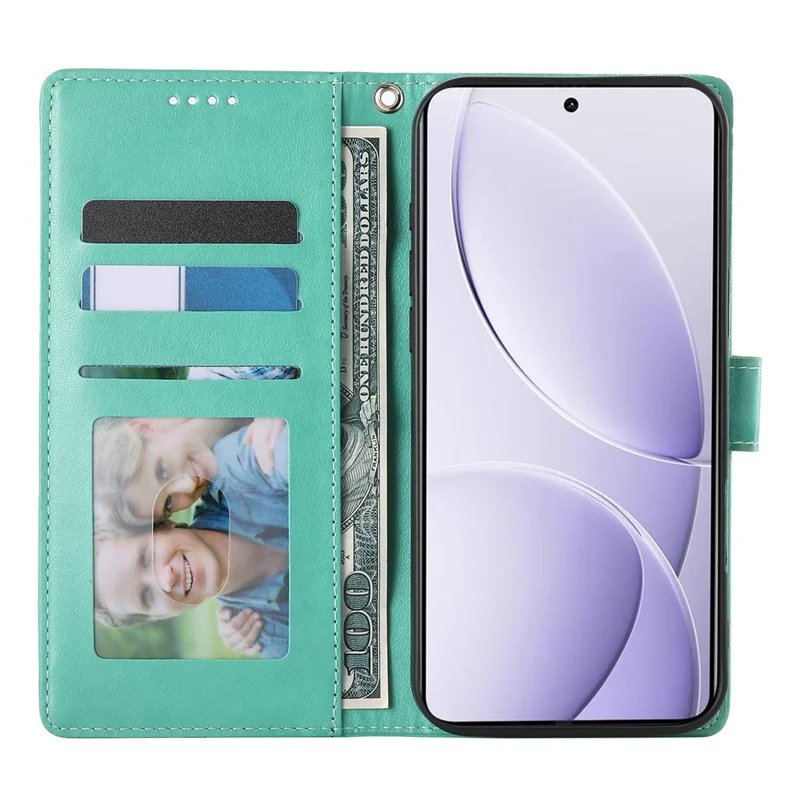 For Xiaomi Redmi A5 4G (171.7mm)  /  Poco C71 4G Wallet Case Butterfly Floral Imprint PU Leather Phone Cover with Wrist Strap - Green-Cellmalls