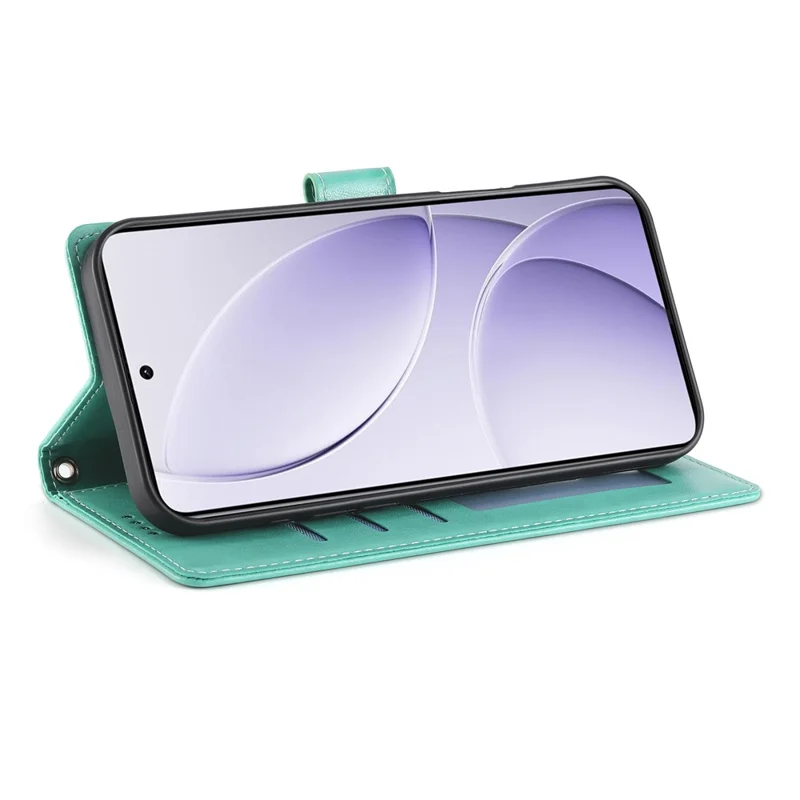 For Xiaomi Redmi A5 4G (171.7mm)  /  Poco C71 4G Wallet Case Butterfly Floral Imprint PU Leather Phone Cover with Wrist Strap - Green-Cellmalls