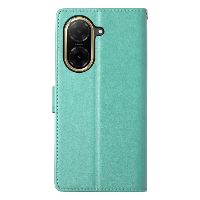 For Xiaomi Redmi A5 4G (171.7mm)  /  Poco C71 4G Wallet Case Butterfly Floral Imprint PU Leather Phone Cover with Wrist Strap - Green-Cellmalls