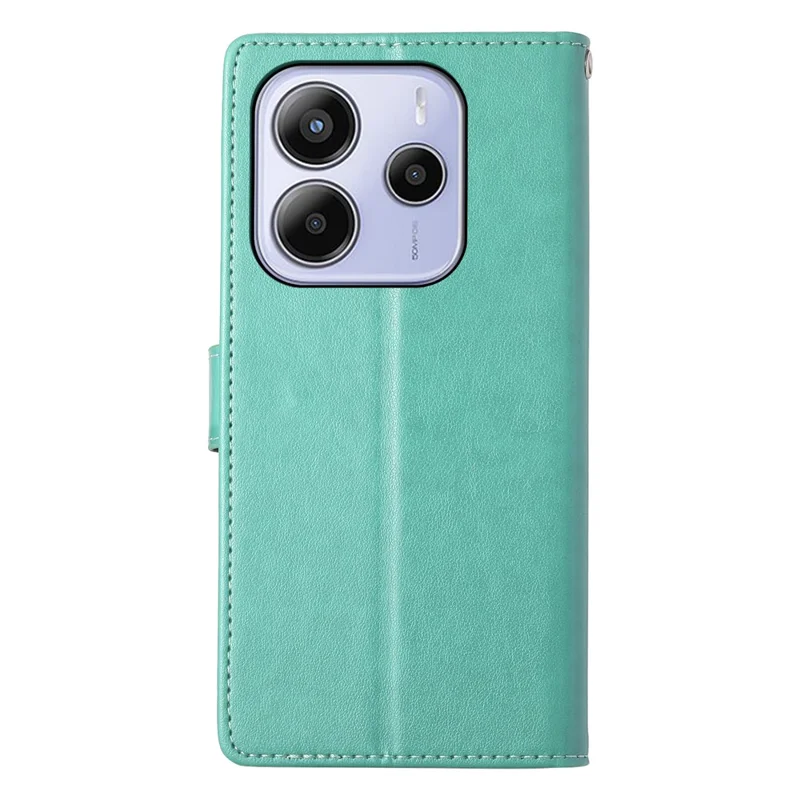 For Xiaomi Redmi Note 14 4G (164.84mm) Wallet Case Butterfly Floral Imprint PU Leather Phone Cover with Wrist Strap - Green-Cellmalls