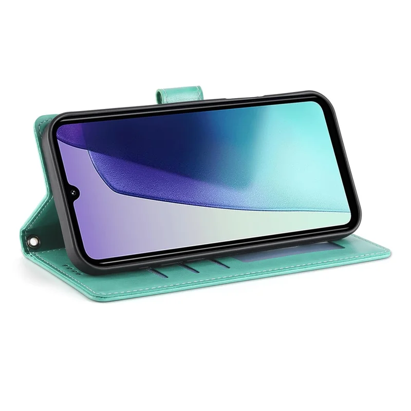 Wallet Case For Xiaomi Poco C75 4G  /  Redmi 14R 5G  /  14C 4G Butterfly Floral Imprint PU Leather Phone Cover with Wrist Strap - Green-Cellmalls