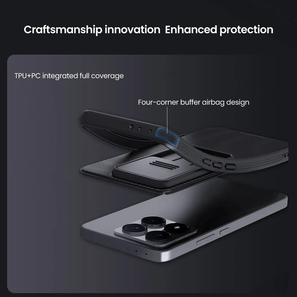NILLKIN Camshield Pro Series for Xiaomi 14T Case PC+TPU Slide Camera Lid Phone Cover - Black-Cellmalls
