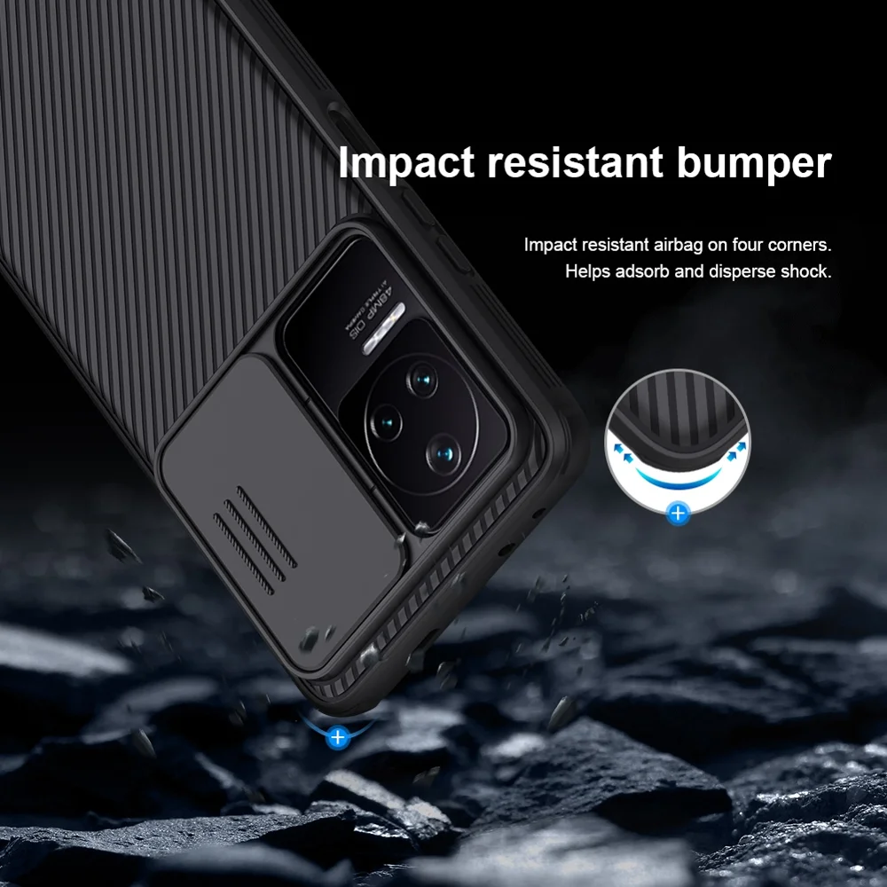 NILLKIN CamShield Pro Series Phone Case for Xiaomi Redmi K50/K50 Pro, Accurate Cutouts TPU Frame + PC Shockproof Back Shell with Slide Camera Lens Cover - Blue-Cellmalls