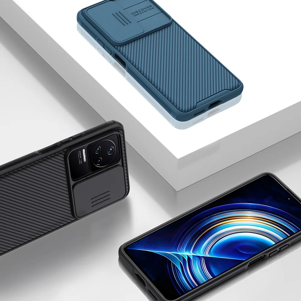 NILLKIN CamShield Pro Series Phone Case for Xiaomi Redmi K50/K50 Pro, Accurate Cutouts TPU Frame + PC Shockproof Back Shell with Slide Camera Lens Cover - Blue-Cellmalls