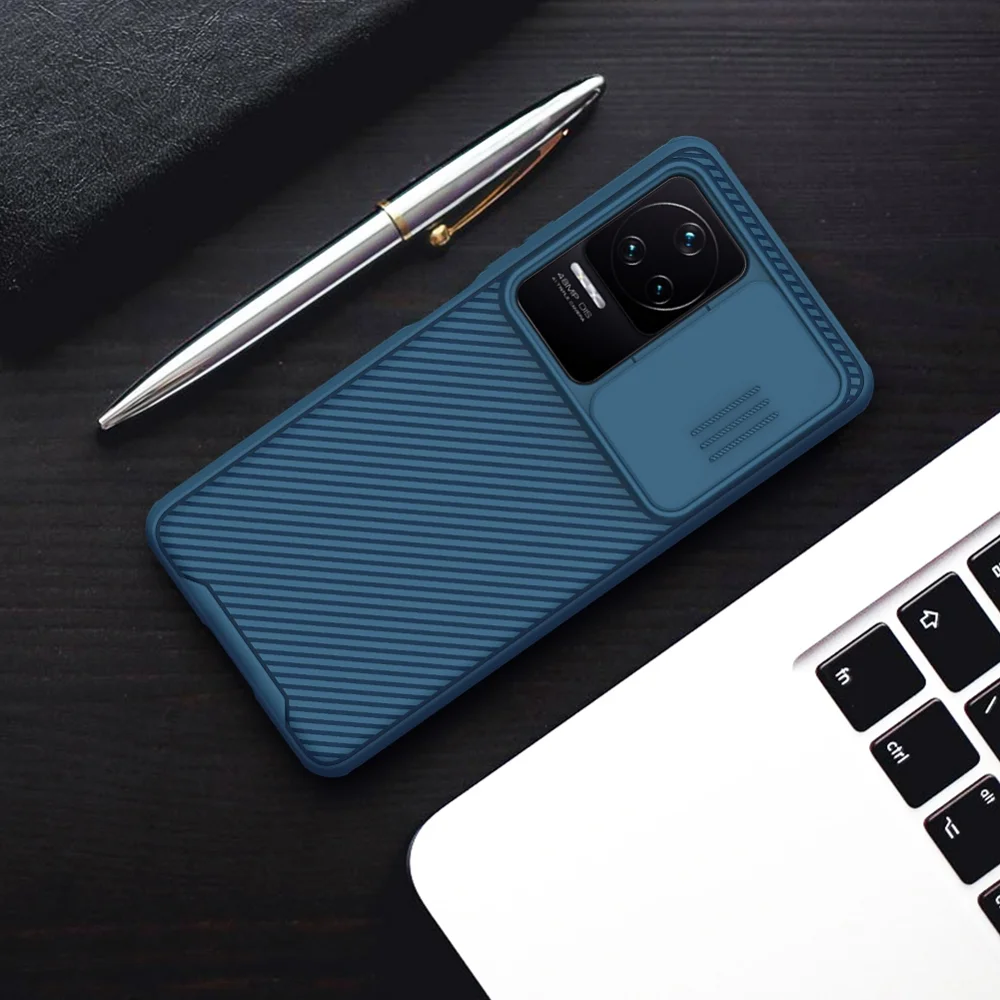 NILLKIN CamShield Pro Series Phone Case for Xiaomi Redmi K50/K50 Pro, Accurate Cutouts TPU Frame + PC Shockproof Back Shell with Slide Camera Lens Cover - Blue-Cellmalls