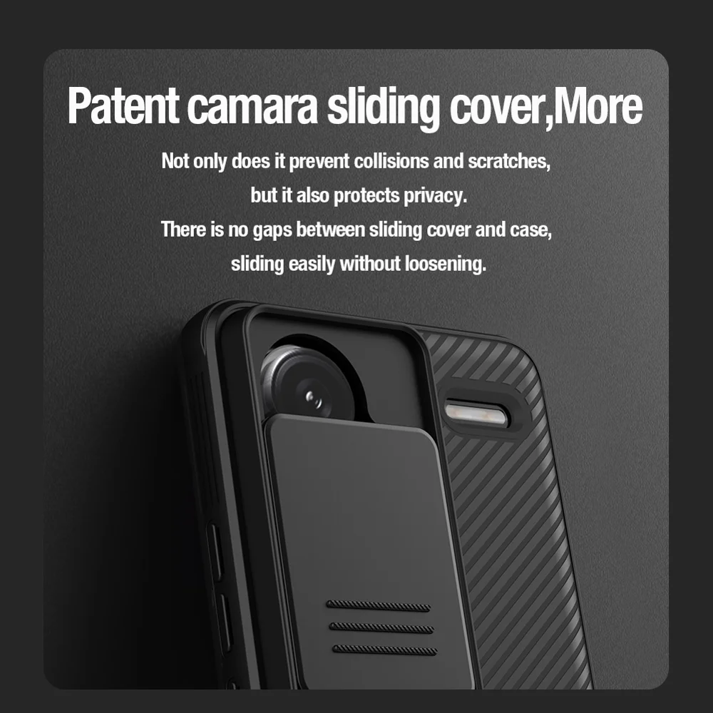NILLKIN CamShield Pro Series For Xiaomi Redmi Note 13 Pro+ 5G Case PC+TPU Smart Phone Cover + Slide Camera Lid - Black-Cellmalls