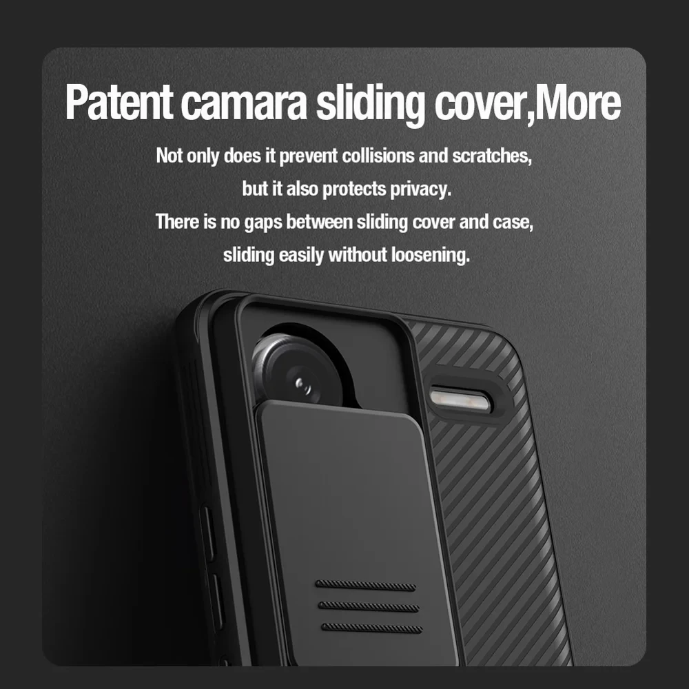NILLKIN CamShield Pro Series For Xiaomi Redmi Note 13 Pro+ 5G Case PC+TPU Smart Phone Cover + Slide Camera Lid - Black-Cellmalls