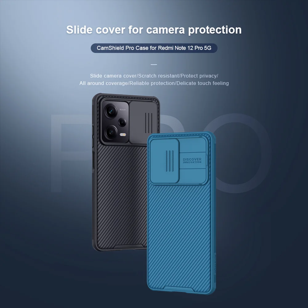 NILLKIN CamShield Pro Series for Xiaomi Redmi Note 12 Pro 5G  / Note 12 Pro Speed 5G / Poco X5 Pro 5G Hard PC Soft TPU Phone Case Anti-Slip Back Shell with Slide Camera Cover - Black-Cellmalls