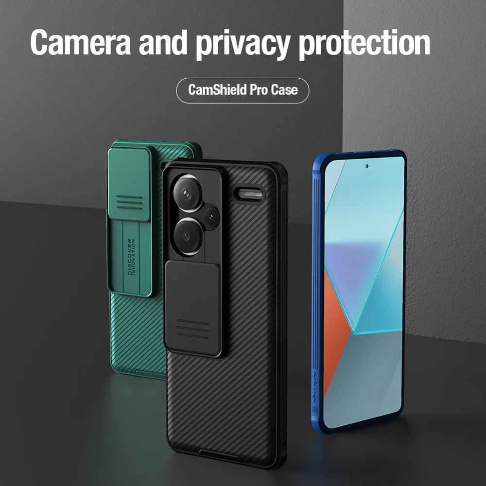 NILLKIN CamShield Pro Series For Xiaomi Redmi Note 13 Pro+ 5G Case PC+TPU Smart Phone Cover + Slide Camera Lid - Black-Cellmalls